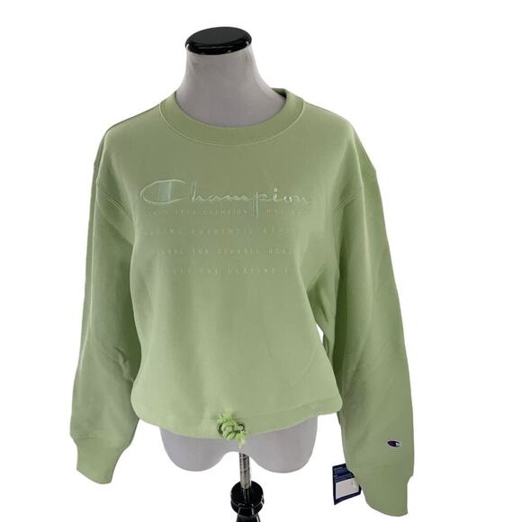 Champion Reverse Weave Crop Fleece Sweatshirt Womens Small Long Sleeve Crew Neck - Picture 3 of 13